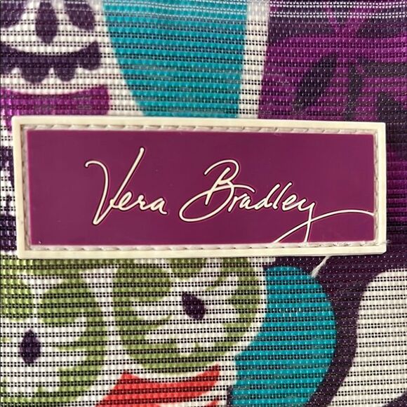Vera Bradley Plum Crazy Purple and Multicolor Mesh Beach Floral Tote - Picture 2 of 7